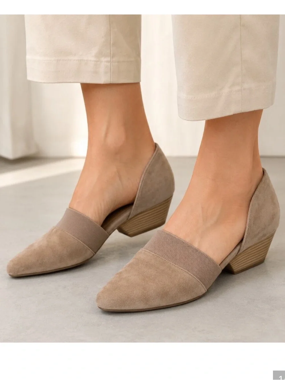 Eileen Fisher Hilly D’Orsay 7 tan suede mesh slip on 2” heel wedge shoes